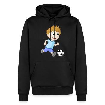 Petit garçon de football - Sweat à capuche Premium bio Homme - noir - Devant - Nico (187cm)