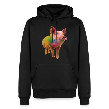 Farbenfrohes Schwein - Männer Premium Bio Hoodie - Schwarz - Vorne - Nico (187cm)