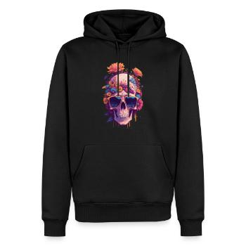 dead skull with trendy sunglasses - Men’s Premium Organic Hoodie - black - Front - Nico (187cm)