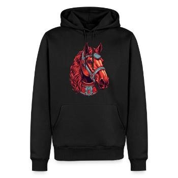 Rotes Pferdekopf-Design Portrait Kopf - Männer Premium Bio Hoodie - Schwarz - Vorne - Nico (187cm)