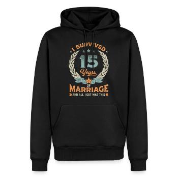 I Survived 15 Years Of Marriage - Männer Premium Bio Hoodie - Schwarz - Vorne - Nico (187cm)