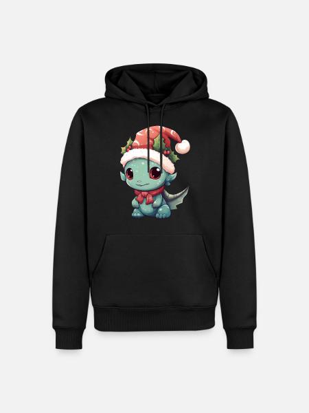 Christmas Laughter: Happy Dragon with - Men’s Premium Organic Hoodie - black