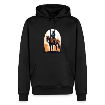 Western Aesthetic Horse Rider Streetwear - Men’s Premium Organic Hoodie - black - Front - Nico (187cm)