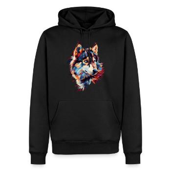 Husky Dog - Men’s Premium Organic Hoodie - black - Front - Nico (187cm)