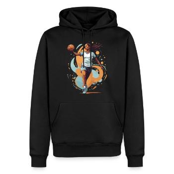 Style de handball emblématique Joueur de handball Streetwear - Sweat à capuche Premium bio Homme - noir - Devant - Nico (187cm)
