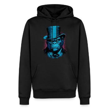 Gorilla mit Hut - Männer Premium Bio Hoodie - Schwarz - Vorne - Nico (187cm)