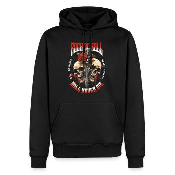 Rock N Roll Skull Electric Guitar Rose Music Rocker - Men’s Premium Organic Hoodie - black - Front - Nico (187cm)