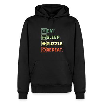 Eat Sleep Puzzle Repeat Puzzle Bild Spiel - Männer Premium Bio Hoodie - Schwarz - Vorne - Nico (187cm)