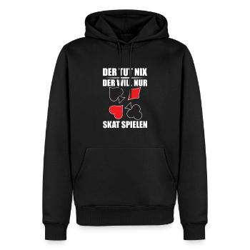 Der Tut Nix Der Will Nur Skat Spielen - Männer Premium Bio Hoodie - Schwarz - Vorne - Nico (187cm)