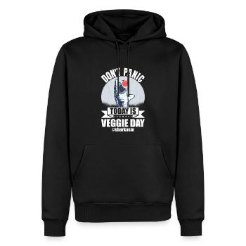 Sarkastischer Hai Veggie Day Spruch Sharkasm - Männer Premium Bio Hoodie - Schwarz - Vorne - Nico (187cm)