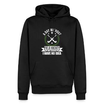 Feldhockeyschläger - Ein Tag ohne Feldhockey - Männer Premium Bio Hoodie - Schwarz - Vorne - Nico (187cm)