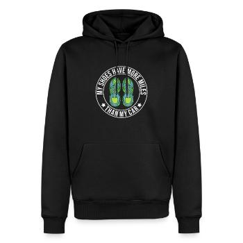 Laufen Schuhe haben mehr Meilen als mein Auto - Männer Premium Bio Hoodie - Schwarz - Vorne - Nico (187cm)