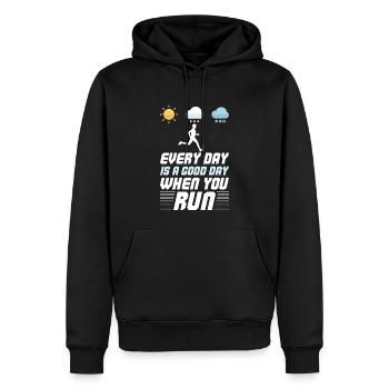 Jeder Tag ist ein guter Tag, wenn du läufst - - Männer Premium Bio Hoodie - Schwarz - Vorne - Nico (187cm)