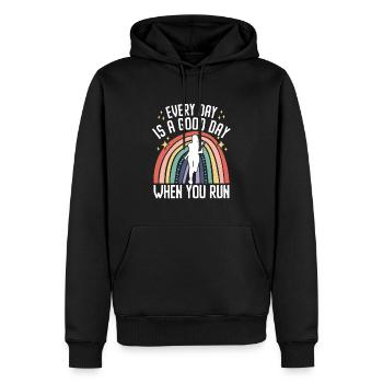 Jeder Tag ist ein guter Tag, wenn du läufst - - Männer Premium Bio Hoodie - Schwarz - Vorne - Nico (187cm)