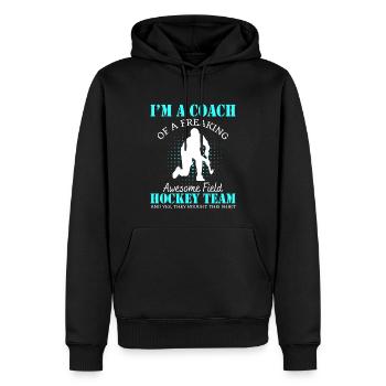 Trainer einer verdammt guten Feldhockeymannschaft - Männer Premium Bio Hoodie - Schwarz - Vorne - Nico (187cm)