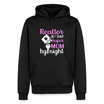 Immobilienmaklerin bei Tag Super-Mama bei Nacht - Männer Premium Bio Hoodie - Schwarz - Vorne - Nico (187cm)