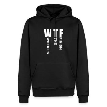 WTF Wo ist das Ziel - Running Runner - Männer Premium Bio Hoodie - Schwarz - Vorne - Nico (187cm)