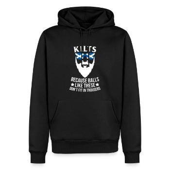 Schottenrock Kilt Spruch Schottland Highlands - Männer Premium Bio Hoodie - Schwarz - Vorne - Nico (187cm)