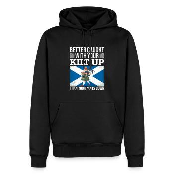 Traditional Kilt Wearing Quote For Kilt Guys - Männer Premium Bio Hoodie - Schwarz - Vorne - Nico (187cm)