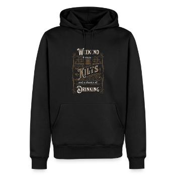 Herrenrock Schottenrock Kilt Schottland Spruch - Männer Premium Bio Hoodie - Schwarz - Vorne - Nico (187cm)