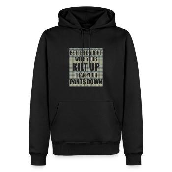 Kilt Up Schottenrock Schottland Männerrock - Männer Premium Bio Hoodie - Schwarz - Vorne - Nico (187cm)