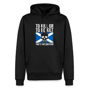 Schottischer Kilt Tracht Spruch - Schottenrock - Männer Premium Bio Hoodie - Schwarz - Vorne - Nico (187cm)