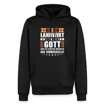 Ich bin Landwirt und nicht Gott - Männer Premium Bio Hoodie - Schwarz - Vorne - Nico (187cm)