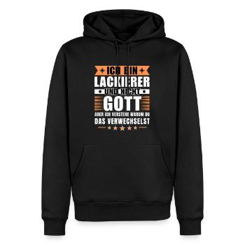 Ich bin Lackierer und nicht Gott - Männer Premium Bio Hoodie - Schwarz - Vorne - Nico (187cm)