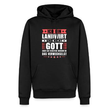 Ich bin Landwirt und nicht Gott - Männer Premium Bio Hoodie - Schwarz - Vorne - Nico (187cm)