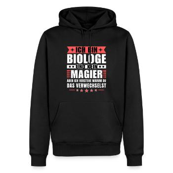 Ich bin Biologe und kein Magier - Männer Premium Bio Hoodie - Schwarz - Vorne - Nico (187cm)