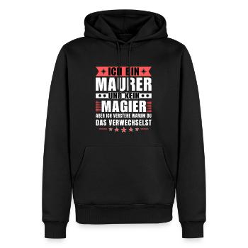 Ich bin Maurer und kein Magier - Männer Premium Bio Hoodie - Schwarz - Vorne - Nico (187cm)