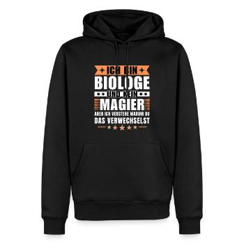 Ich bin Biologe und kein Magier - Männer Premium Bio Hoodie - Schwarz - Vorne - Nico (187cm)