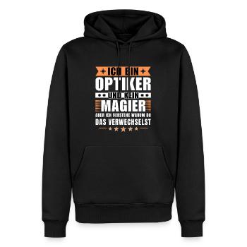 Ich bin Optiker und kein Magier - Männer Premium Bio Hoodie - Schwarz - Vorne - Nico (187cm)