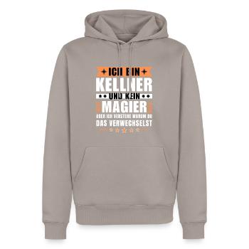 Ich bin Kellner und kein Magier - Männer Premium Bio Hoodie - Taupe - Vorne - Nico (187cm)