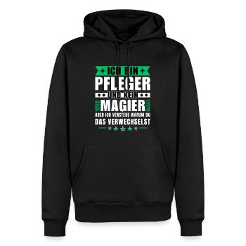 Ich bin Pfleger und kein Magier - Männer Premium Bio Hoodie - Schwarz - Vorne - Nico (187cm)