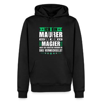 Ich bin Maurer und kein Magier - Männer Premium Bio Hoodie - Schwarz - Vorne - Nico (187cm)