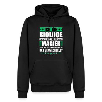 Ich bin Biologe und kein Magier - Männer Premium Bio Hoodie - Schwarz - Vorne - Nico (187cm)