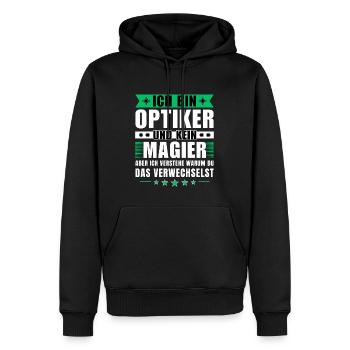 Ich bin Optiker und kein Magier - Männer Premium Bio Hoodie - Schwarz - Vorne - Nico (187cm)