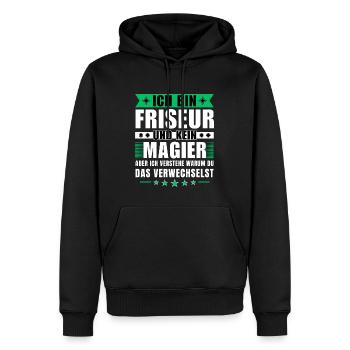 Ich bin Friseur und kein Magier - Männer Premium Bio Hoodie - Schwarz - Vorne - Nico (187cm)