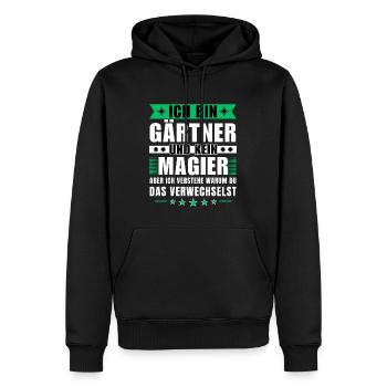 Ich bin Gärtner und kein Magier - Männer Premium Bio Hoodie - Schwarz - Vorne - Nico (187cm)