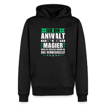 Ich bin Anwalt und kein Magier - Männer Premium Bio Hoodie - Schwarz - Vorne - Nico (187cm)
