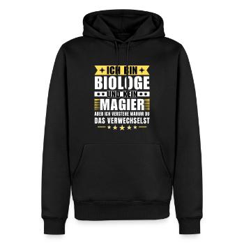 Ich bin Biologe und kein Magier - Männer Premium Bio Hoodie - Schwarz - Vorne - Nico (187cm)