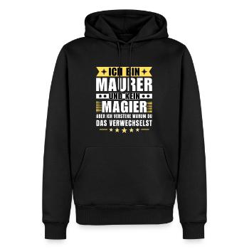 Ich bin Maurer und kein Magier - Männer Premium Bio Hoodie - Schwarz - Vorne - Nico (187cm)