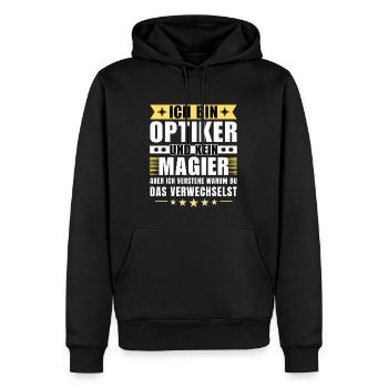Ich bin Optiker und kein Magier - Männer Premium Bio Hoodie - Schwarz - Vorne - Nico (187cm)
