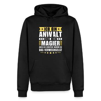 Ich bin Anwalt und kein Magier - Männer Premium Bio Hoodie - Schwarz - Vorne - Nico (187cm)
