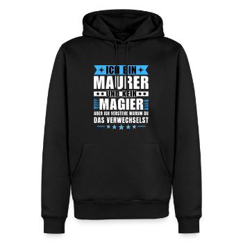 Ich bin Maurer und kein Magier - Männer Premium Bio Hoodie - Schwarz - Vorne - Nico (187cm)