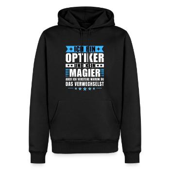 Ich bin Optiker und kein Magier - Männer Premium Bio Hoodie - Schwarz - Vorne - Nico (187cm)