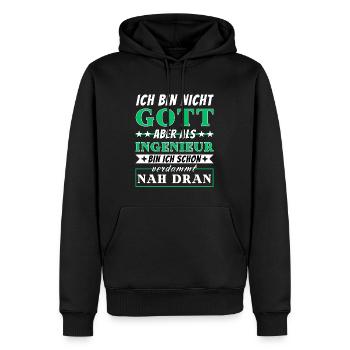 Ich bin nicht Gott aber als Ingenieur nah dran - Männer Premium Bio Hoodie - Schwarz - Vorne - Nico (187cm)