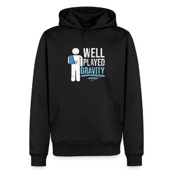Gebrochener Arm Spruch - Ambruch Fraktur Gipsarm - Männer Premium Bio Hoodie - Schwarz - Vorne - Nico (187cm)