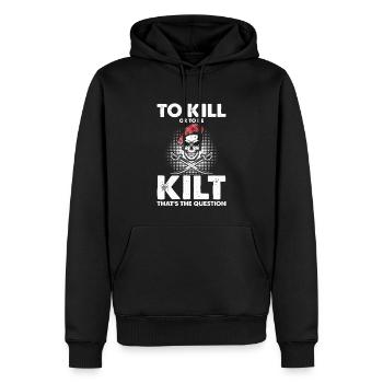 Costume de kilt écossais Saying - Jupe écossaise - Sweat à capuche Premium bio Homme - noir - Devant - Nico (187cm)